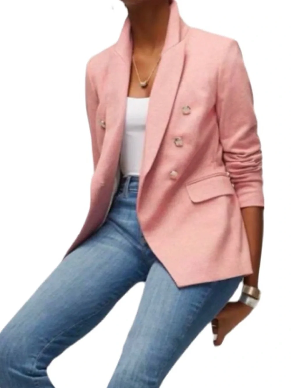 WHBM Studio Blazer Herringbone Jacket Faded Rose Size 8